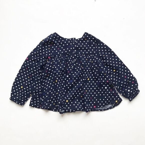 Joe Fresh navy polka dot blouse EUC 12-18 months - Picture 4 of 4